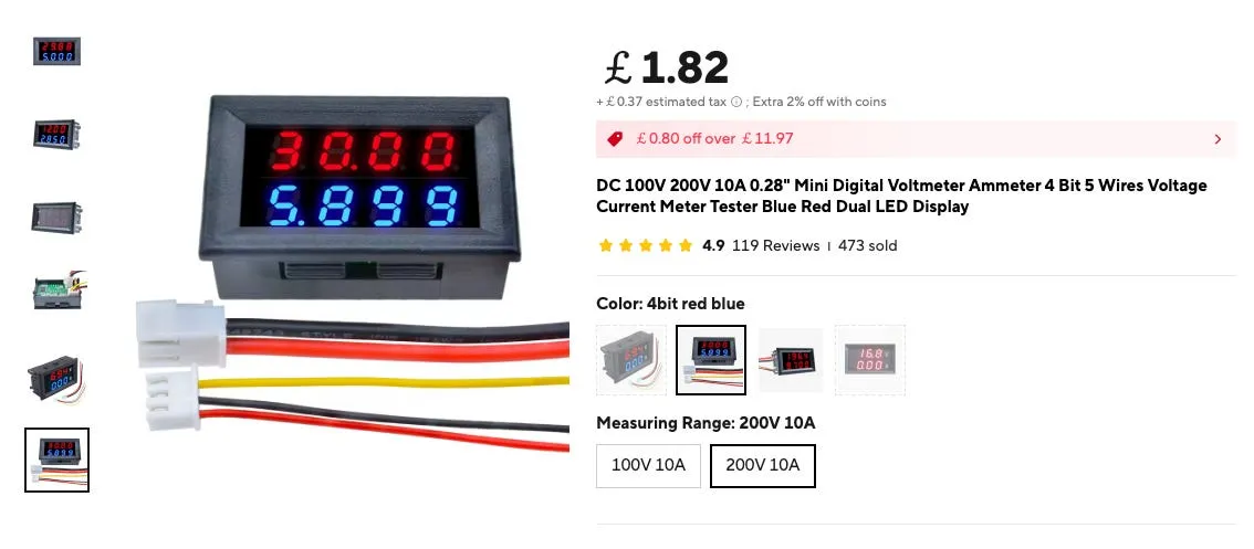 DC 200V 10A Digital Voltmeter