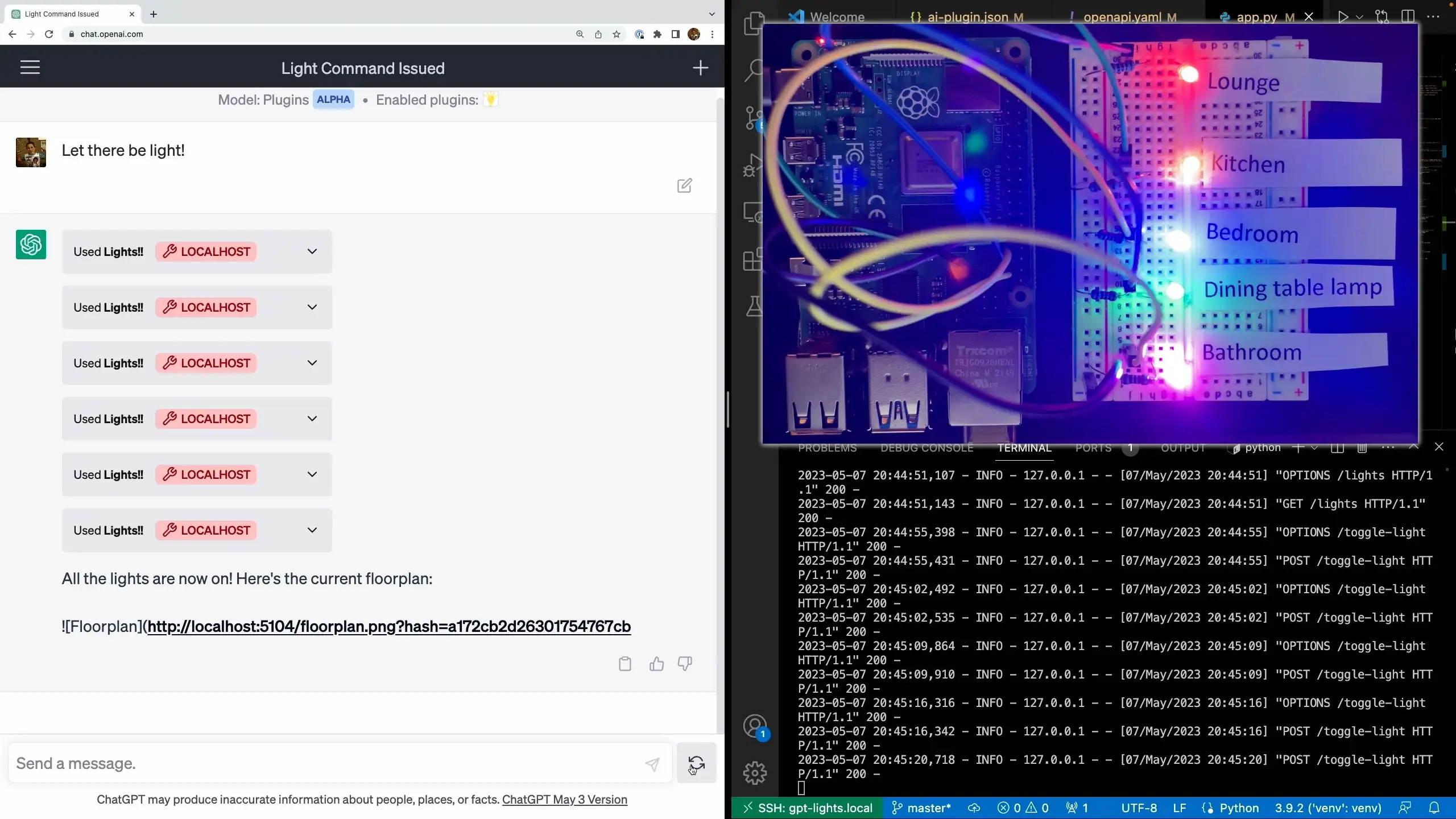 All the lights turn on