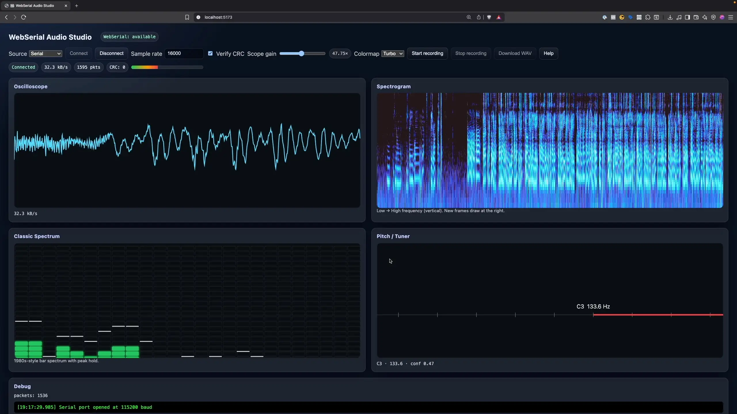 Web Serial Audio Studio