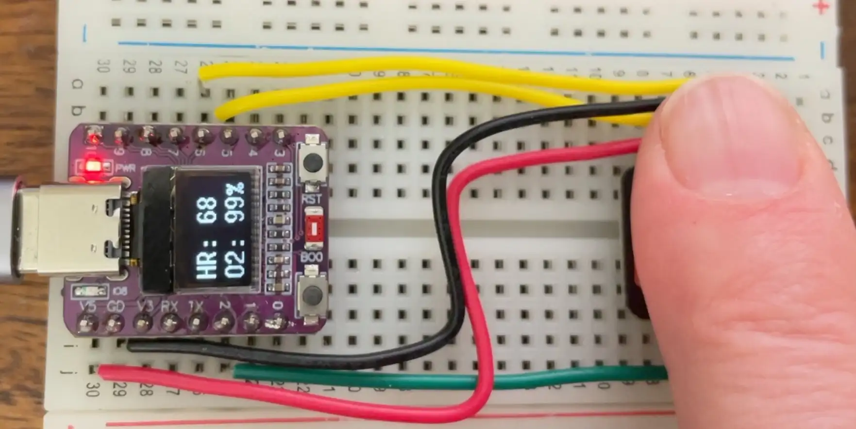 Heart rate readings on the display