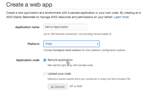 Create a Ruby Application and Deploy Sample Application