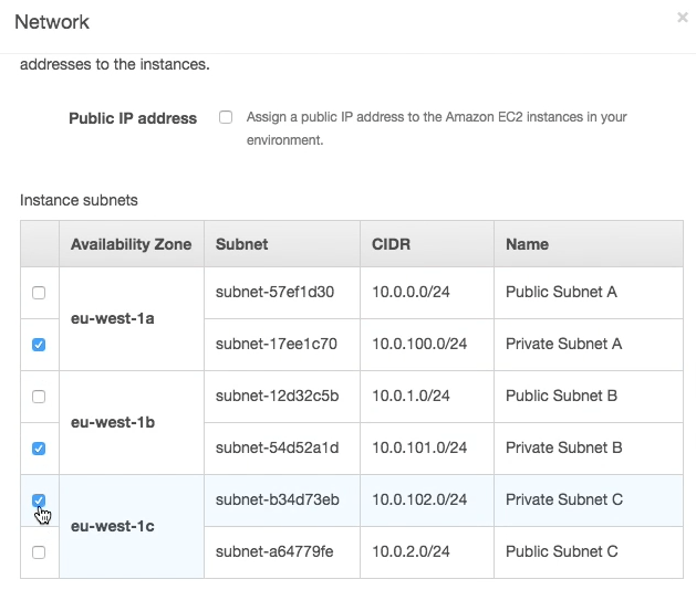 Select Private Subnets for Instances