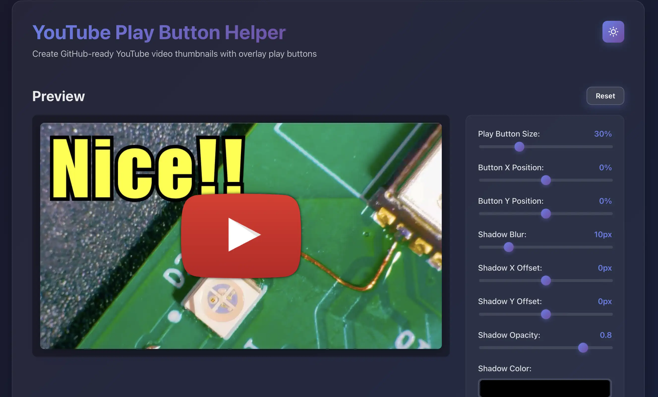 YouTube Thumbnail Generator tool interface